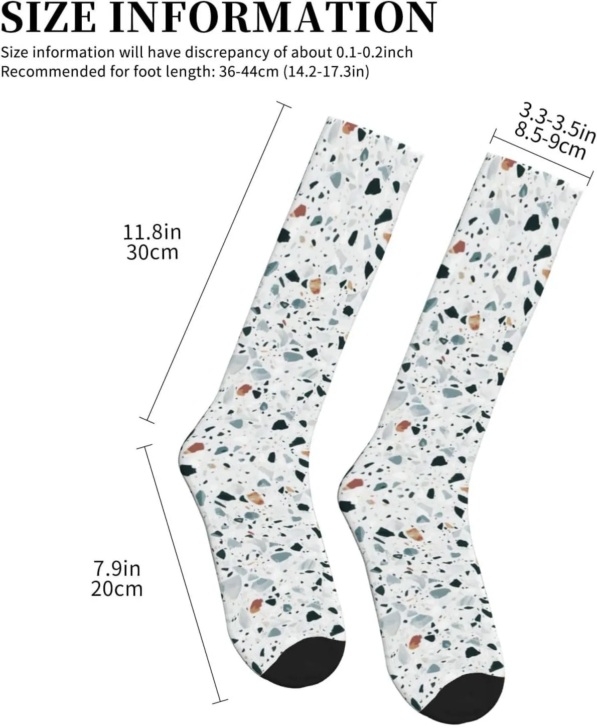 Terrazzo Marble Pastel Print Circulation Compression Socks For Plantar Fasciitis Edema And Post Surgery