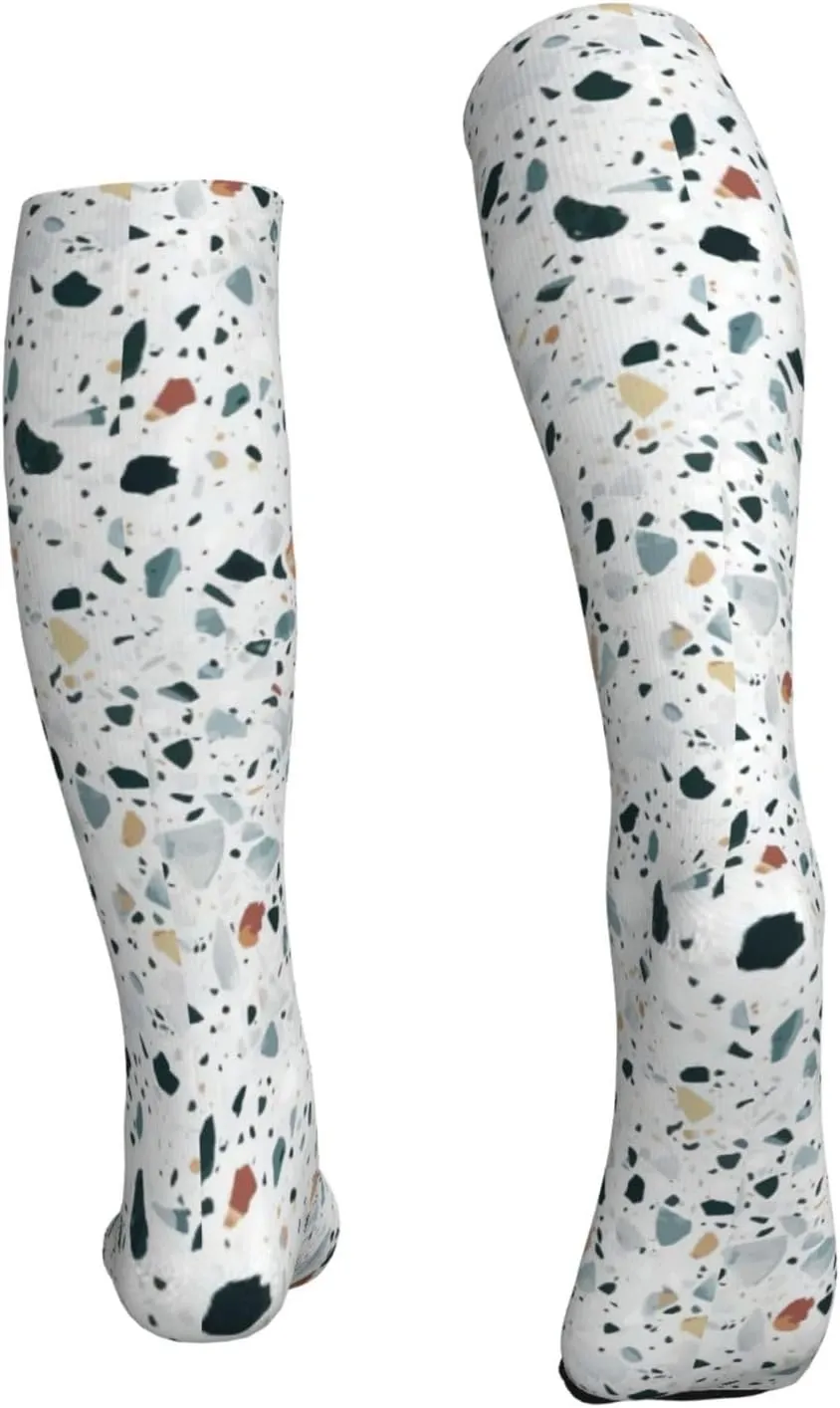 Terrazzo Marble Pastel Print Circulation Compression Socks For Plantar Fasciitis Edema And Post Surgery