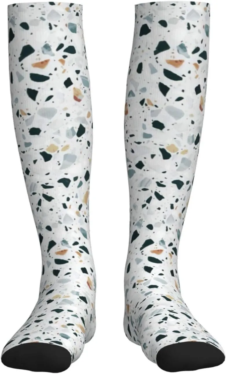 Terrazzo Marble Pastel Print Circulation Compression Socks For Plantar Fasciitis Edema And Post Surgery