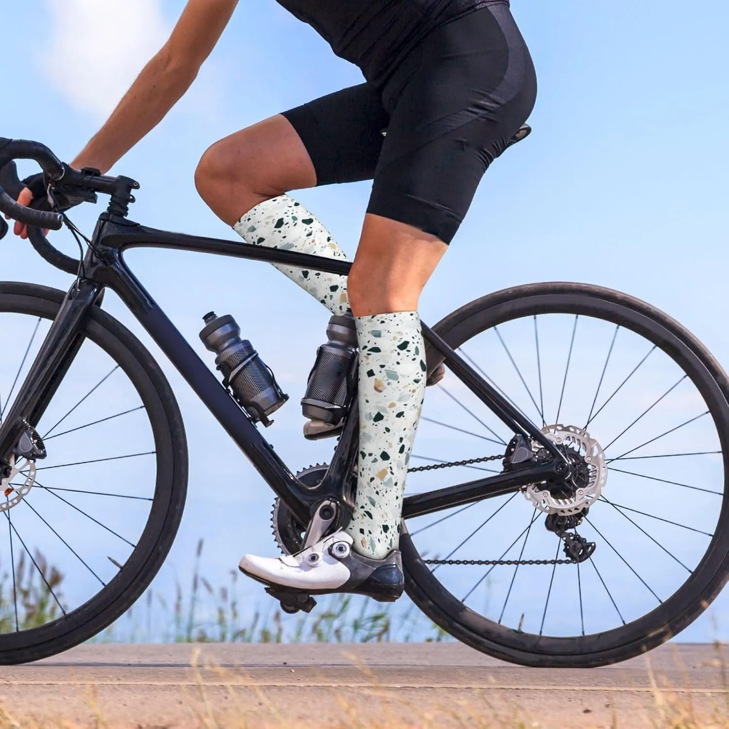 Terrazzo Marble Pastel Print Circulation Compression Socks For Plantar Fasciitis Edema And Post Surgery