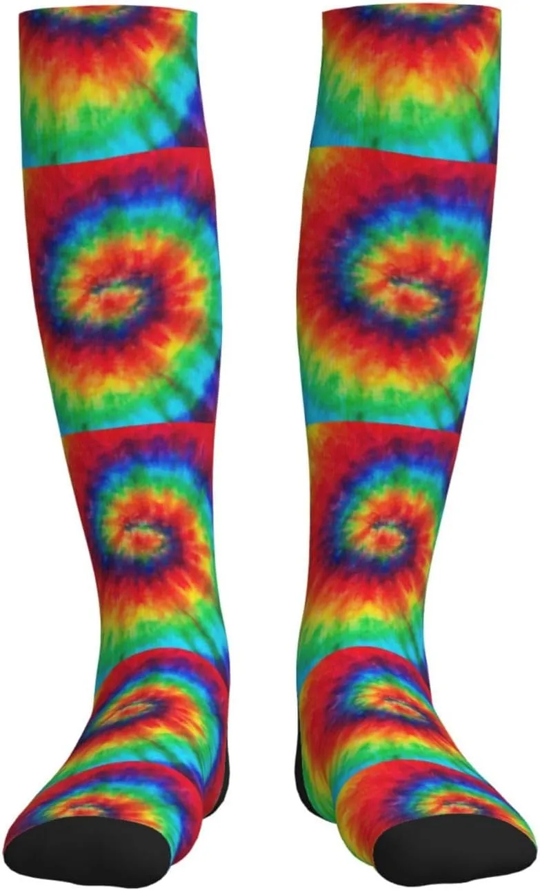 Tie Dye Hippies Print Circulation Compression Socks For Plantar Fasciitis Edema And Post Surgery
