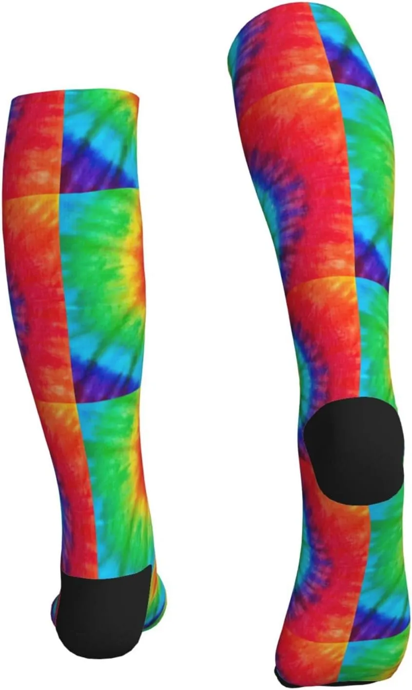 Tie Dye Hippies Print Circulation Compression Socks For Plantar Fasciitis Edema And Post Surgery
