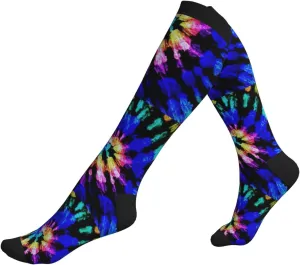 Tie Dye Print Circulation Compression Socks For Plantar Fasciitis Edema And Post Surgery