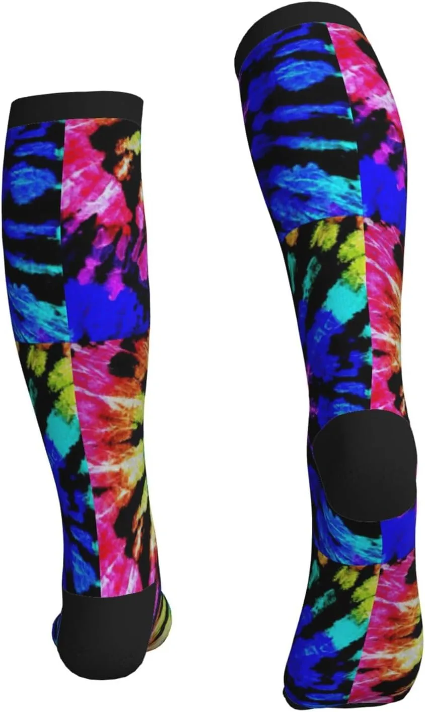 Tie Dye Print Circulation Compression Socks For Plantar Fasciitis Edema And Post Surgery
