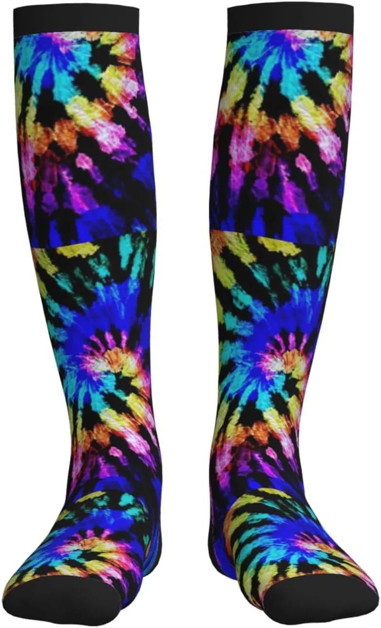 Tie Dye Print Circulation Compression Socks For Plantar Fasciitis Edema And Post Surgery