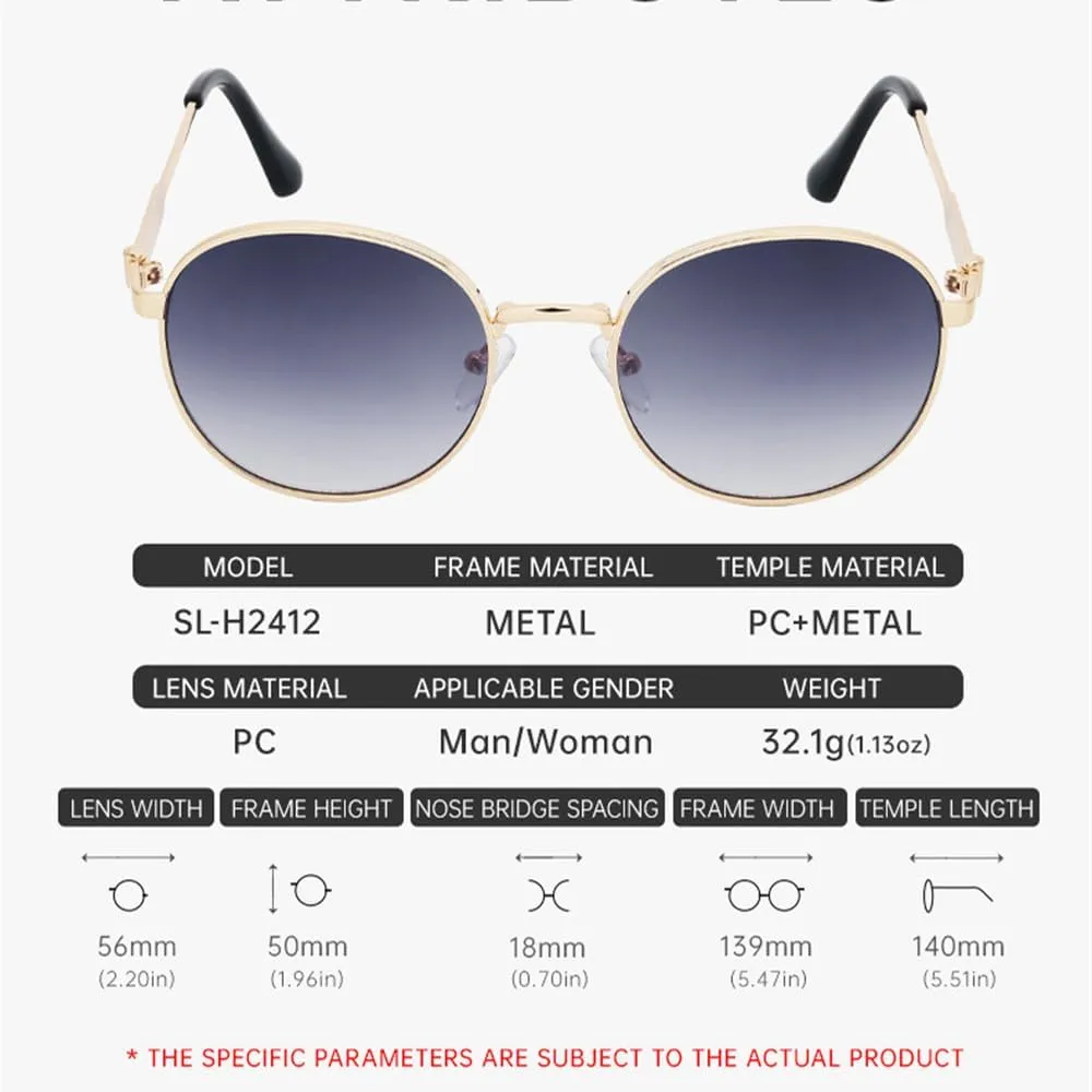 Trendy Retro Round Sunglasses Women Men Luxury Stylish Metal Frame Sun Glasses For Ladies Driving Eyewear