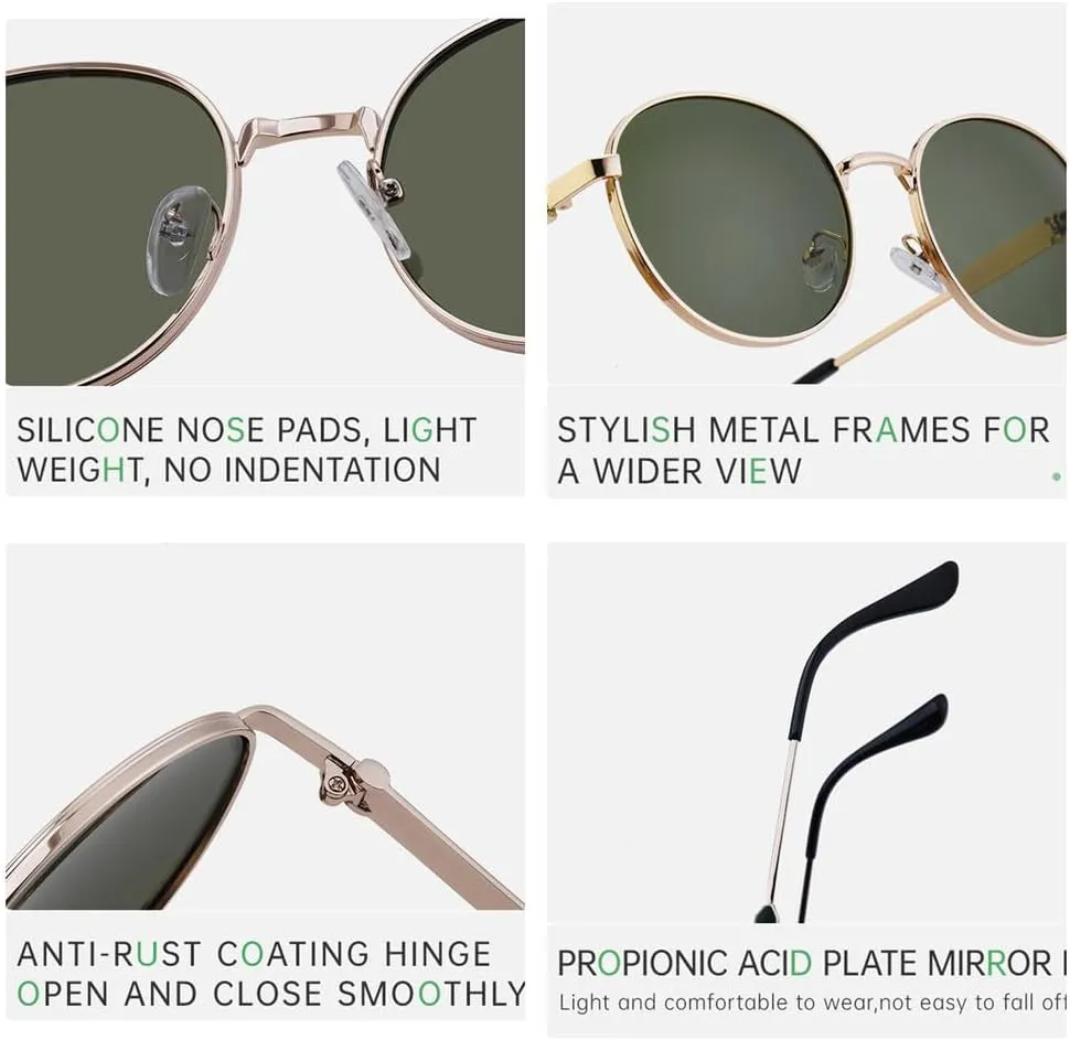 Trendy Retro Round Sunglasses Women Men Luxury Stylish Metal Frame Sun Glasses For Ladies Driving Eyewear