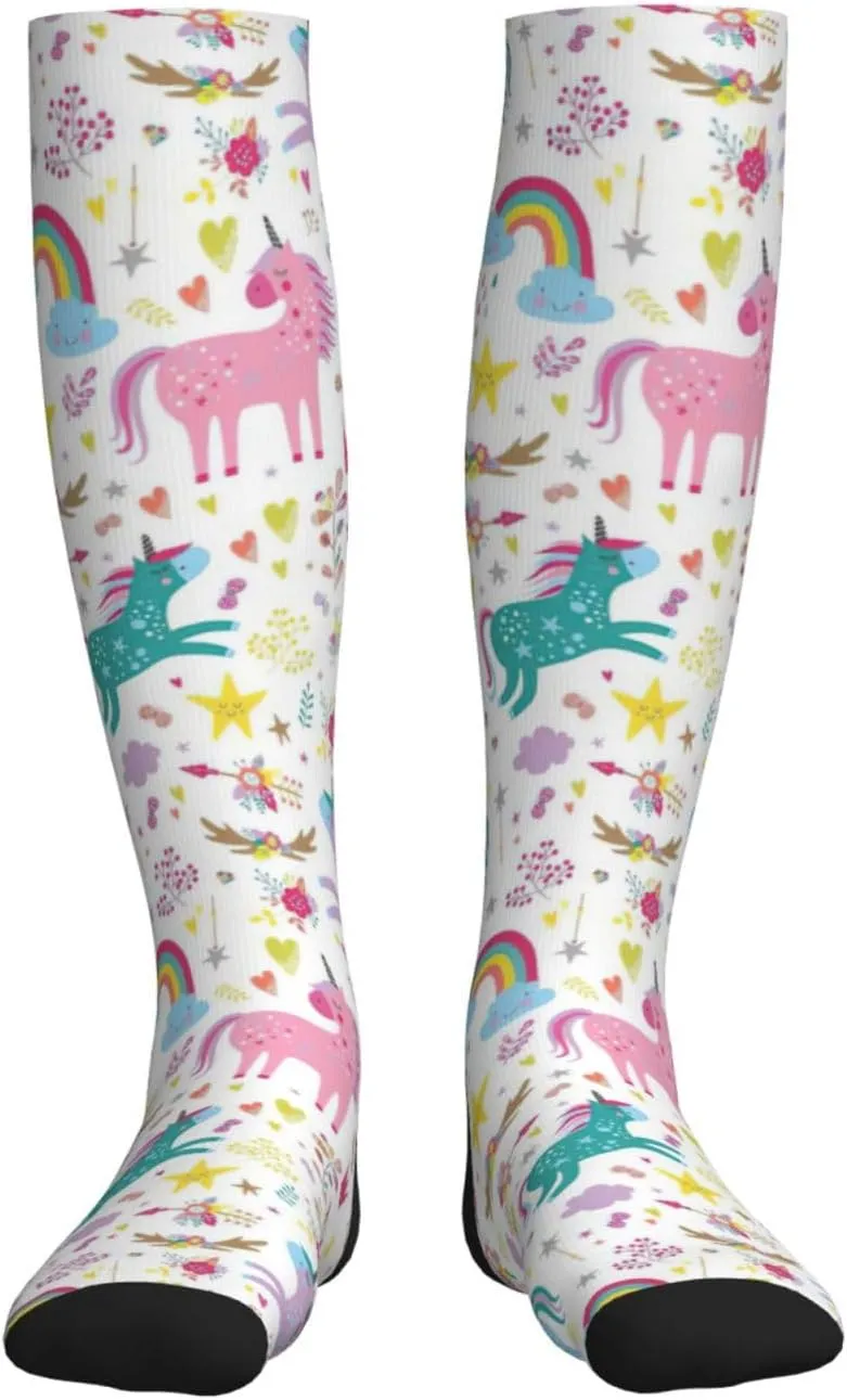 Unicorns Red Print Circulation Compression Socks For Plantar Fasciitis Edema And Post Surgery