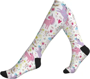 Unicorns Red Print Circulation Compression Socks For Plantar Fasciitis Edema And Post Surgery