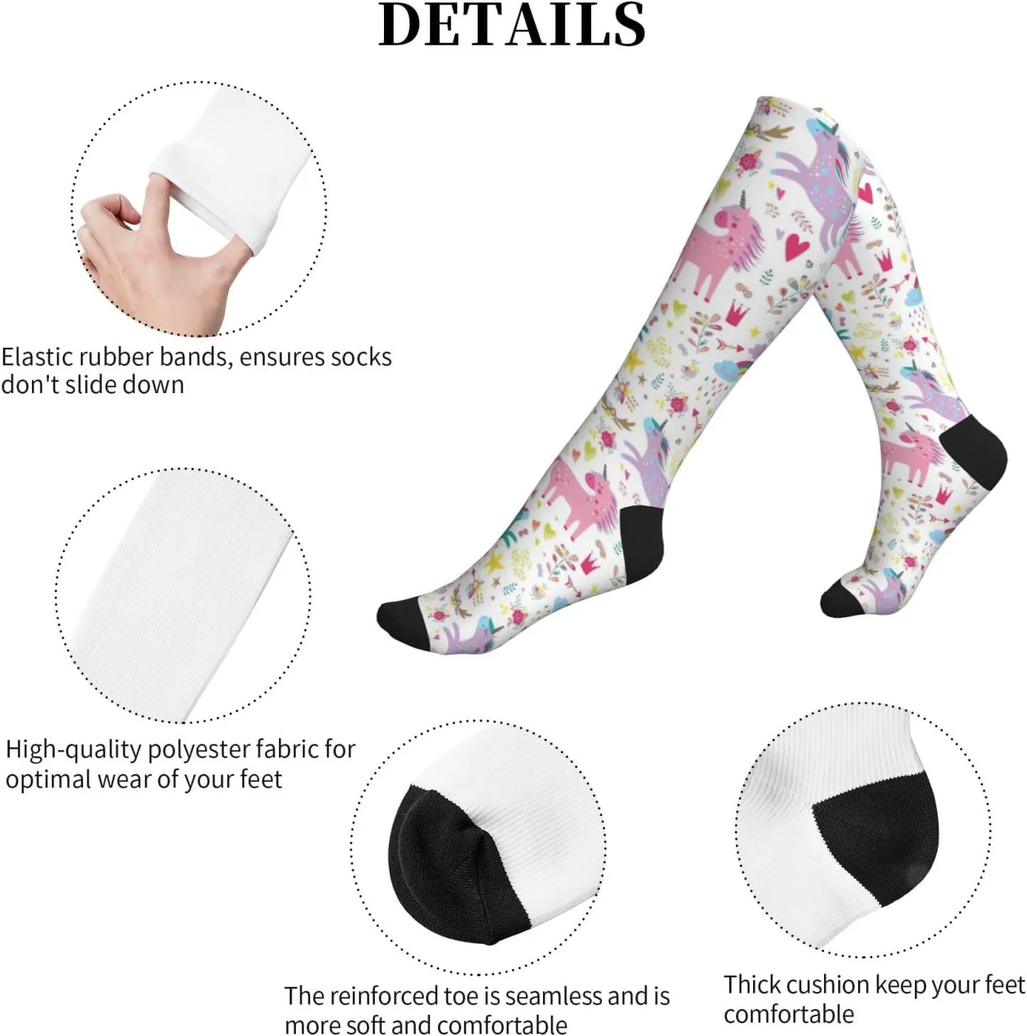 Unicorns Red Print Circulation Compression Socks For Plantar Fasciitis Edema And Post Surgery