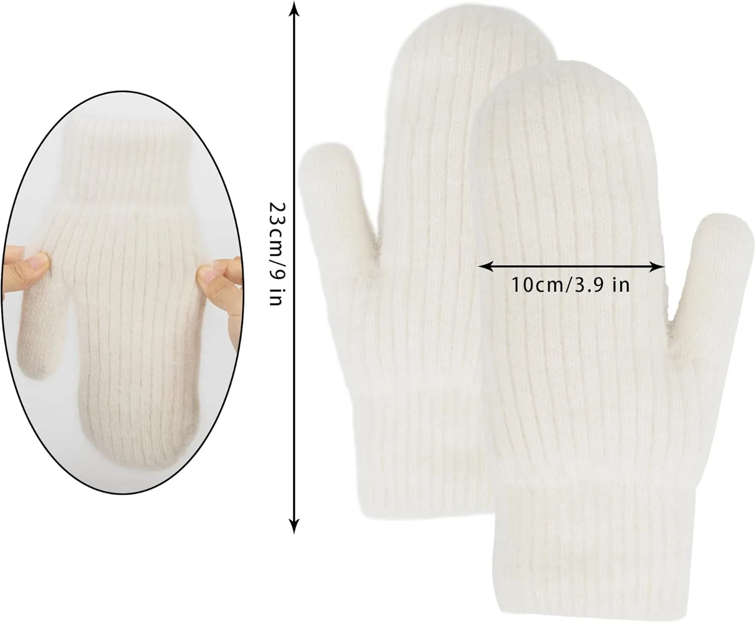 Unisex Winter-Thicken-Warmer-Knitted-Mittens - Outdoor Soft Lining Ski Fingerless Gloves for Cold Weather