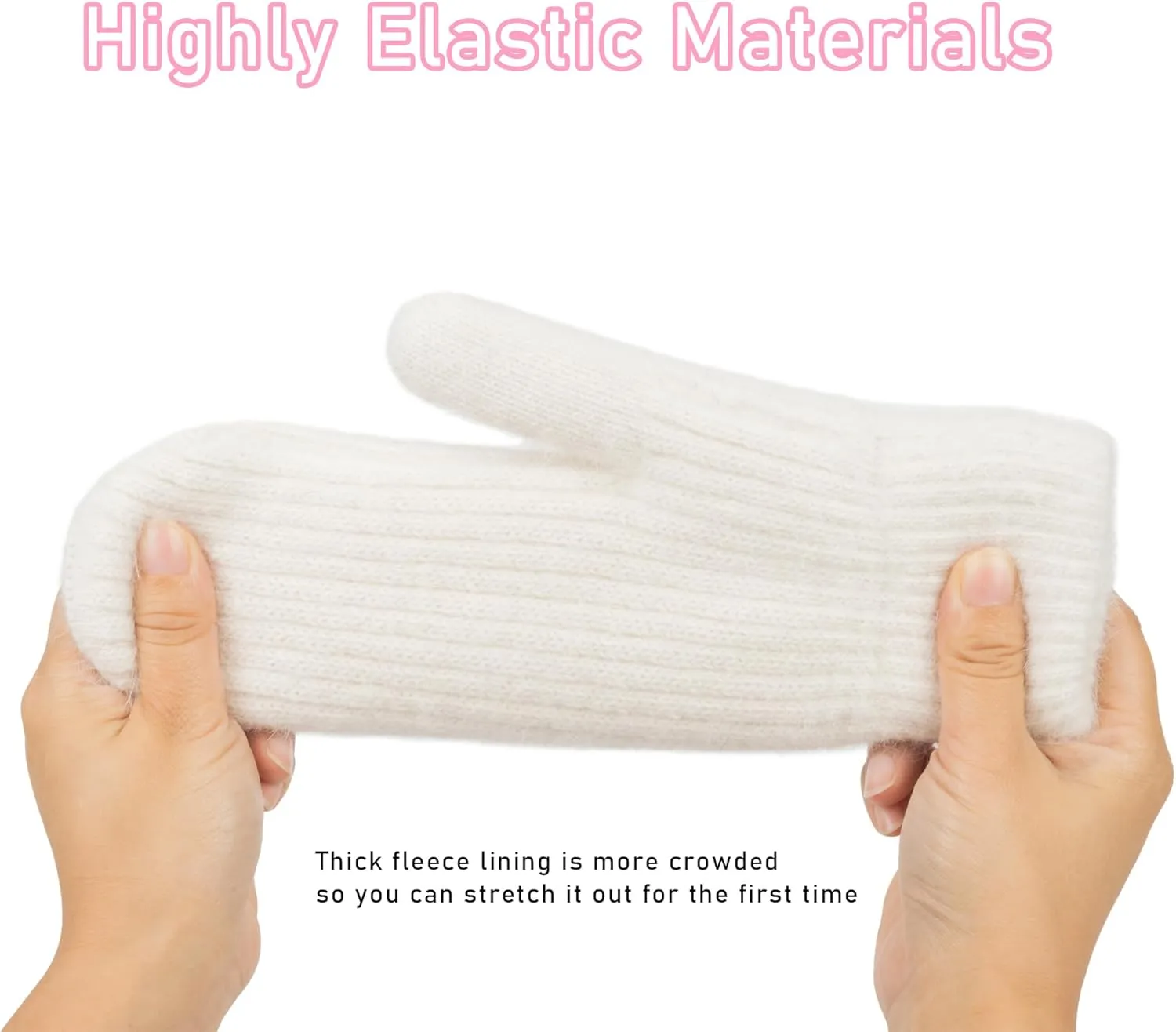Unisex Winter-Thicken-Warmer-Knitted-Mittens - Outdoor Soft Lining Ski Fingerless Gloves for Cold Weather