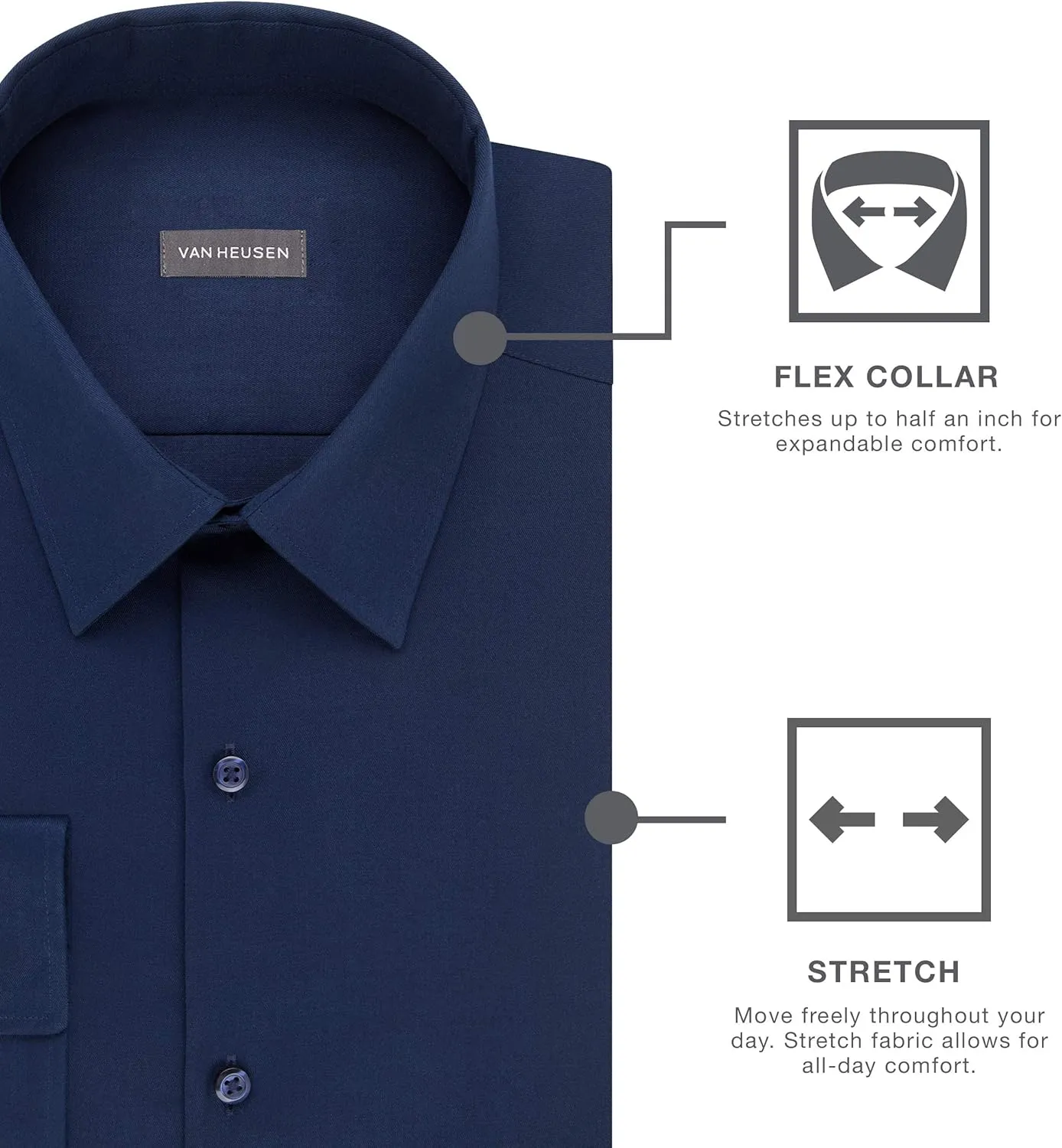 Van Heusen Men's Big and Tall Flex Collar Stretch Dress Shirt