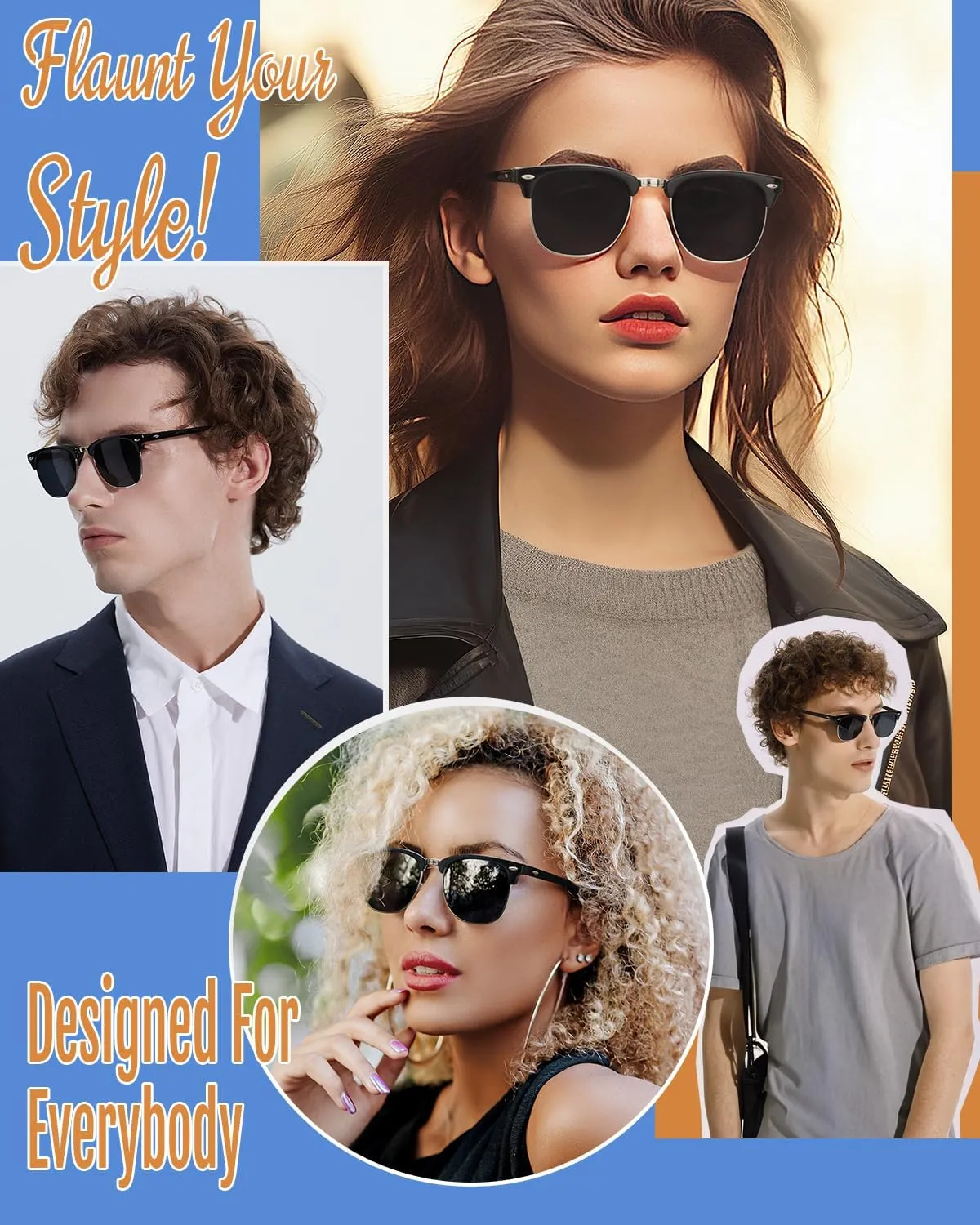 Veda Tinda Vision Round Sunglasses for Women 70s Trendy Retro Oversized Womens Circle Shades UV Protection with Glasses Chain