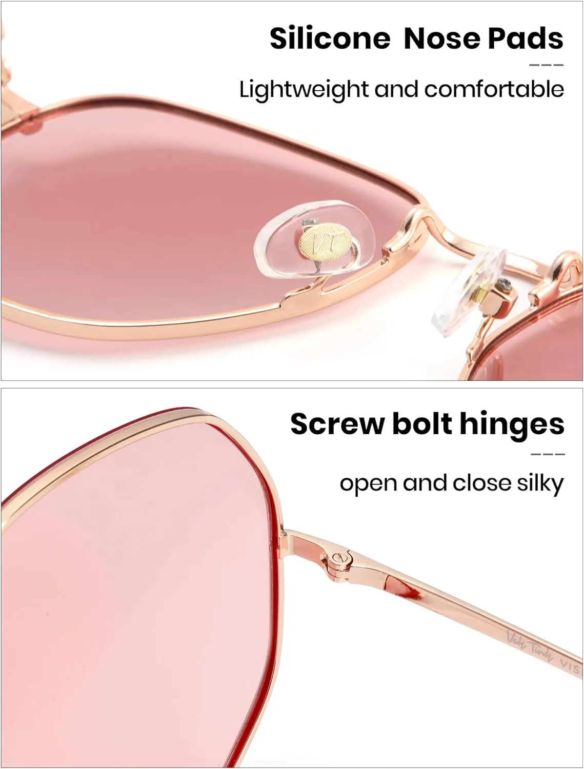 Veda Tinda Vision Round Sunglasses for Women 70s Trendy Retro Oversized Womens Circle Shades UV Protection with Glasses Chain