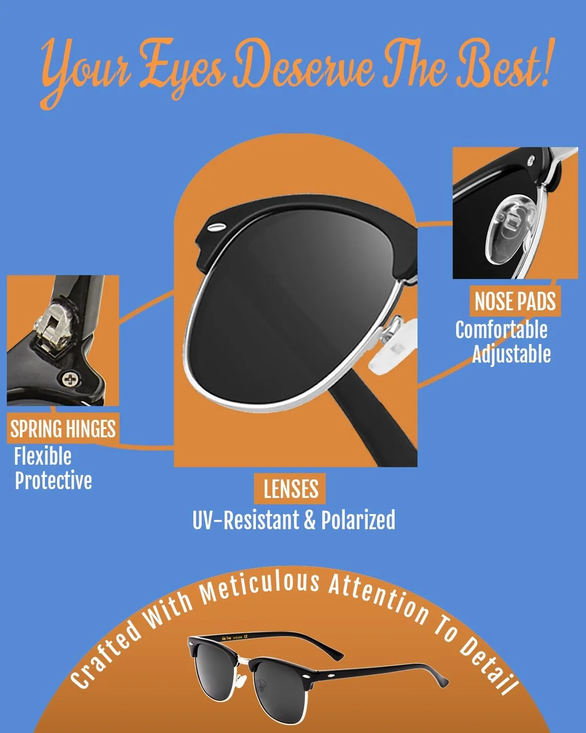 Veda Tinda Vision Round Sunglasses for Women 70s Trendy Retro Oversized Womens Circle Shades UV Protection with Glasses Chain