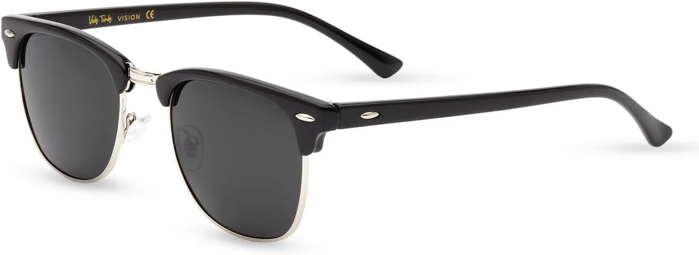 Veda Tinda Vision Round Sunglasses for Women 70s Trendy Retro Oversized Womens Circle Shades UV Protection with Glasses Chain