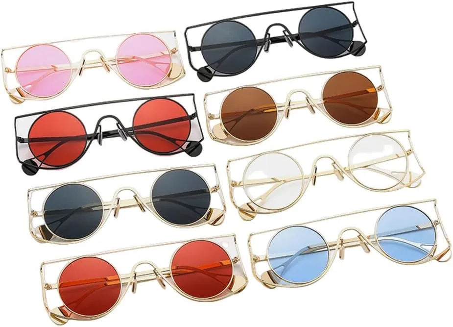 Vintage Round Sunglasses Men Small Frame Alloy Sun Glasses Female UV400 Driving Shades Steampunk Goggles Eyewear