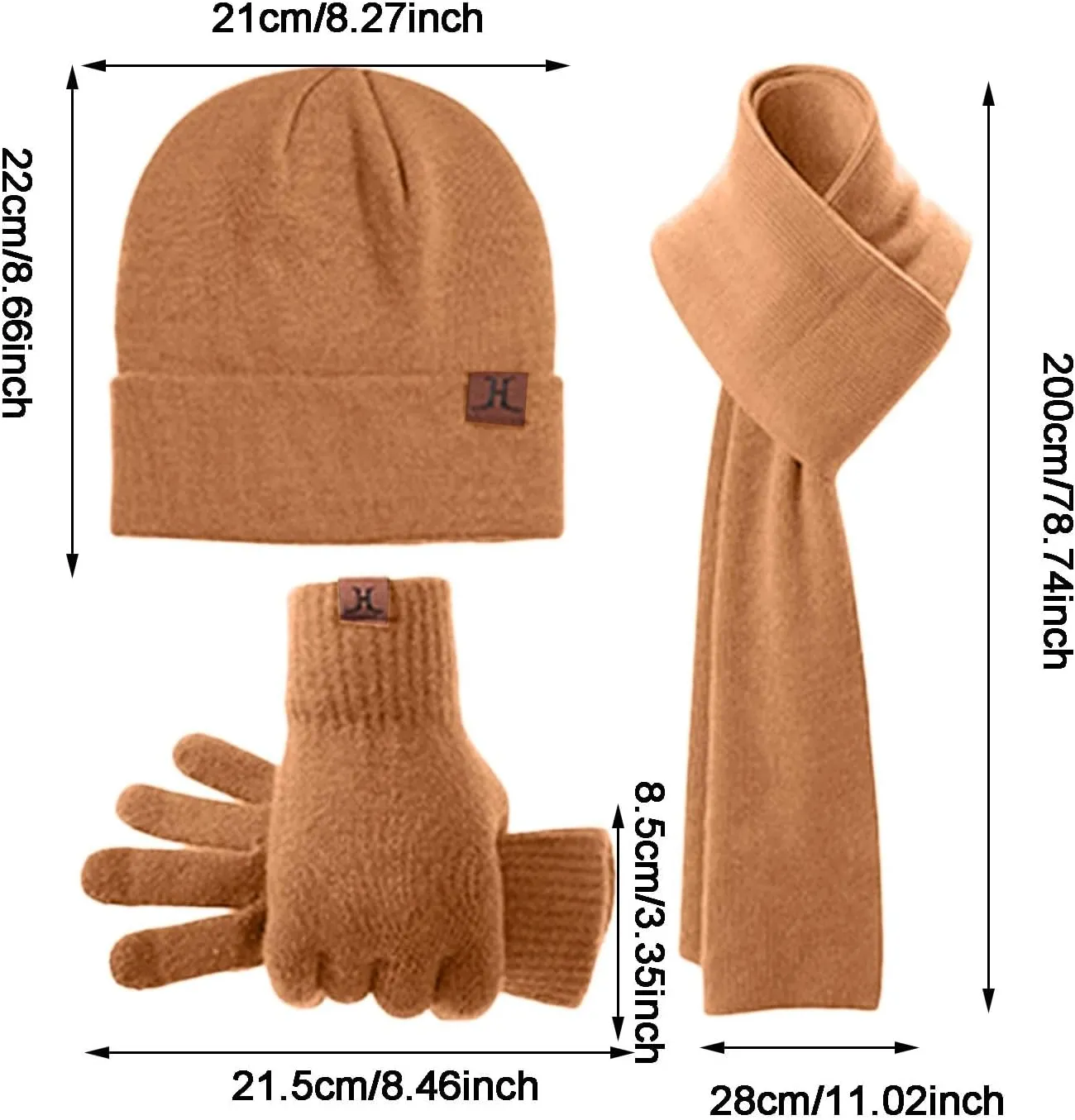 Winter Beanie Hat Scarf Touchscreen Gloves Sets Skull Cap Knit Fleece Neck Warmer Touch Screen Mittens for Women Men