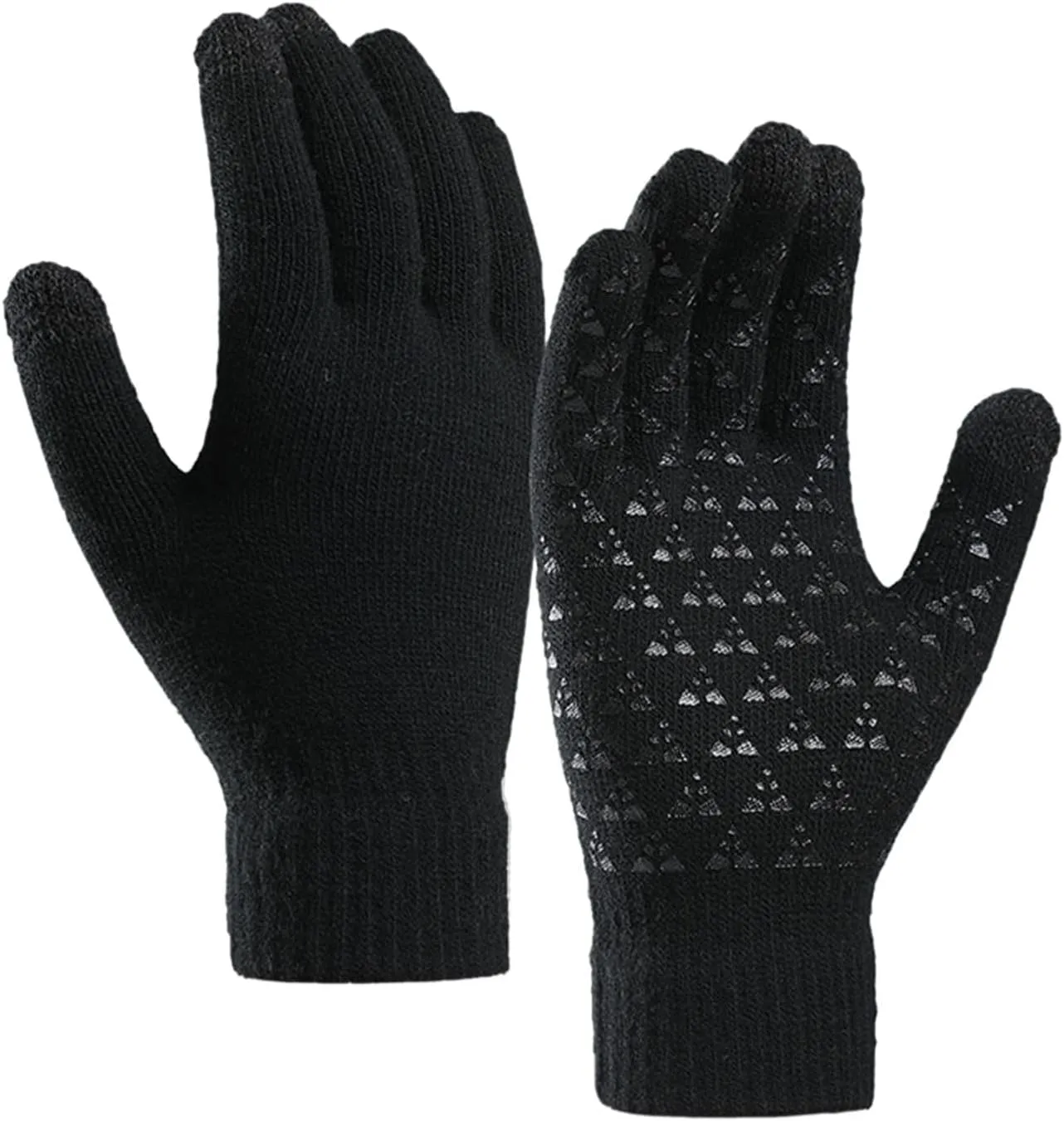 Winter Gloves Men,Full Fingers Touch Screen Thermal Knit Lining Knit Gloves for Driving Cold Weather Kids Hiking