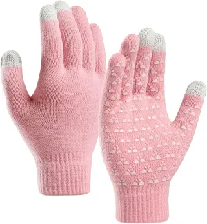 Winter Gloves Men,Thermal Knit Lining Full Fingers Touch Screen Knit Gloves for Hiking Cold Weather Driving Kids