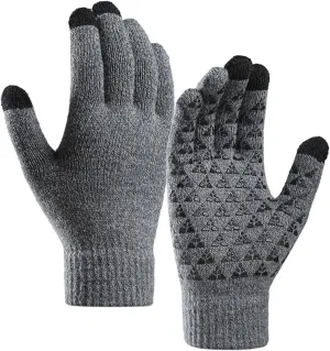 Winter Gloves Men,Thermal Knit Lining Full Fingers Touch Screen Warm Gloves for Cold Weather Hiking Driving Kids