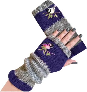 Winter Touchscreen Gloves Snow Flower Printing Keep Warm for Women and Men Mittens for Outdoor Cold Weather