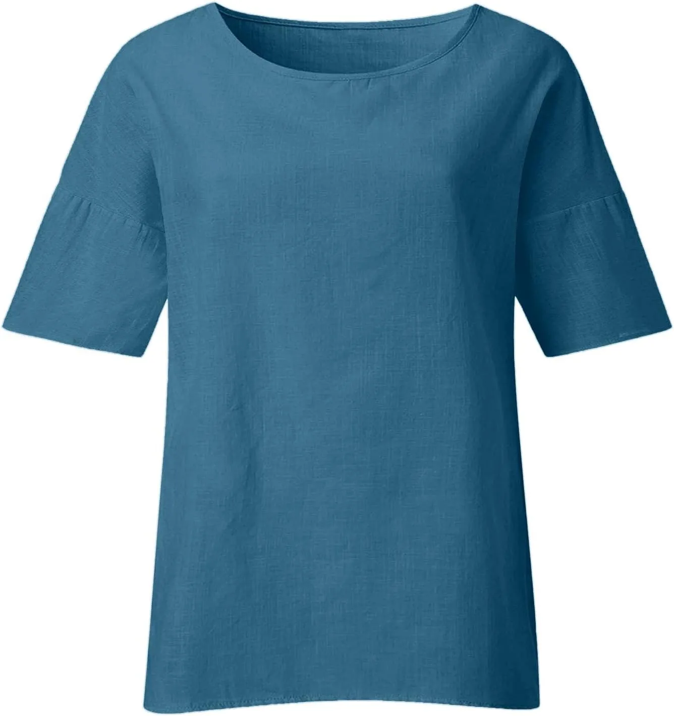 Women Button Down Shirt V-Neck Short Sleeve Linen Summer Casual Henley Blouse Top Loose Fit Tee Tops