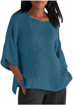 Women Button Down Shirt V-Neck Short Sleeve Linen Summer Casual Henley Blouse Top Loose Fit Tee Tops