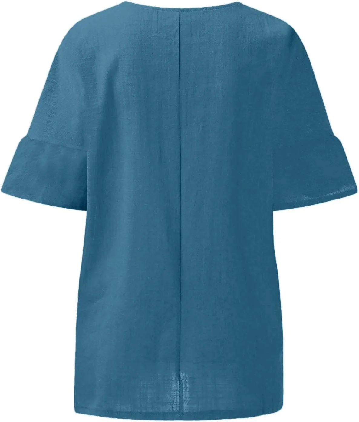 Women Button Down Shirt V-Neck Short Sleeve Linen Summer Casual Henley Blouse Top Loose Fit Tee Tops