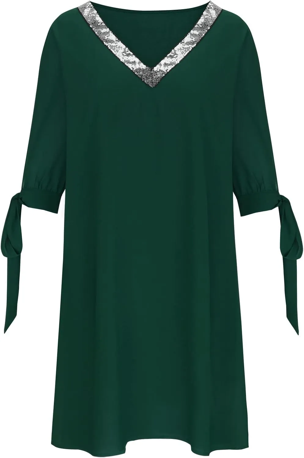 Women V Neck Dress Paillette Short Sleeve Bow Off Shoulder Dress Midi Dress Sequin Dress Suit Jacket Dress