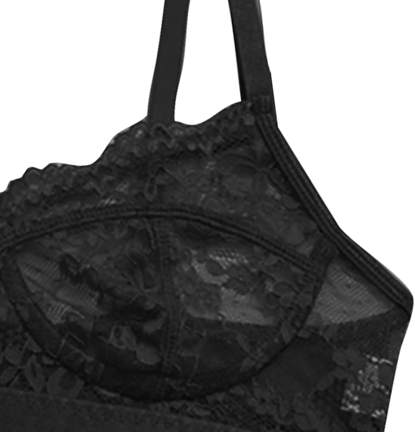 Women's 2 Piece Sexy Babydoll Lace Adjustable Spaghetti Strap Bralette Push Up Bra Thong Panty Underwear Lingerie Sets