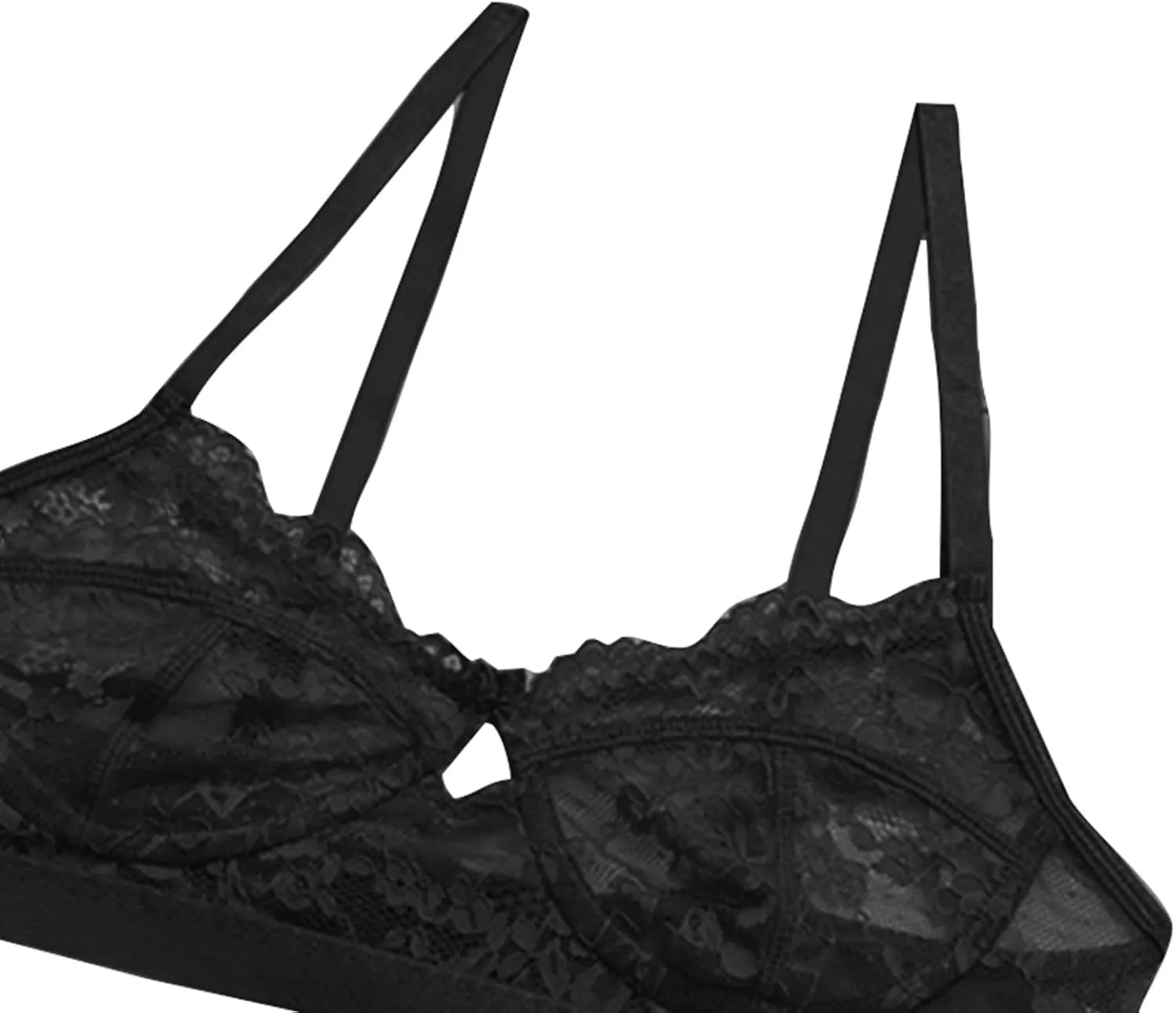 Women's 2 Piece Sexy Babydoll Lace Adjustable Spaghetti Strap Bralette Push Up Bra Thong Panty Underwear Lingerie Sets