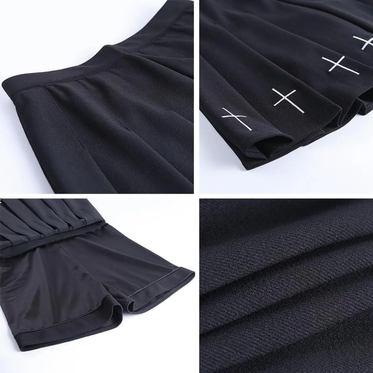Womens Black Mini Pleated Skirts Goth High Waist A Line Punk Skirt School Uniform Short Skirts with Belt