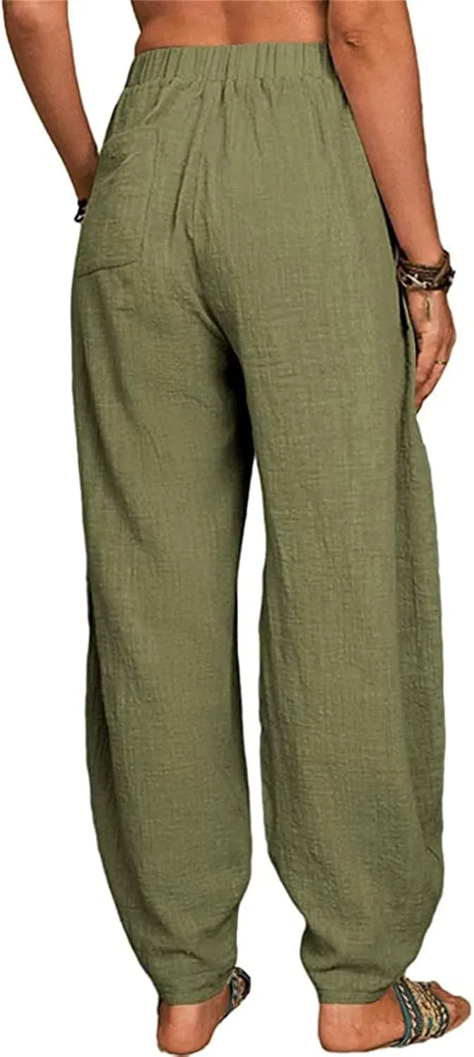 Women's Bottoms Pockets Long Pants Waist Casual Loose Trousers Pants Pants Yoga Sweatpants Women Sweatpants Cotton