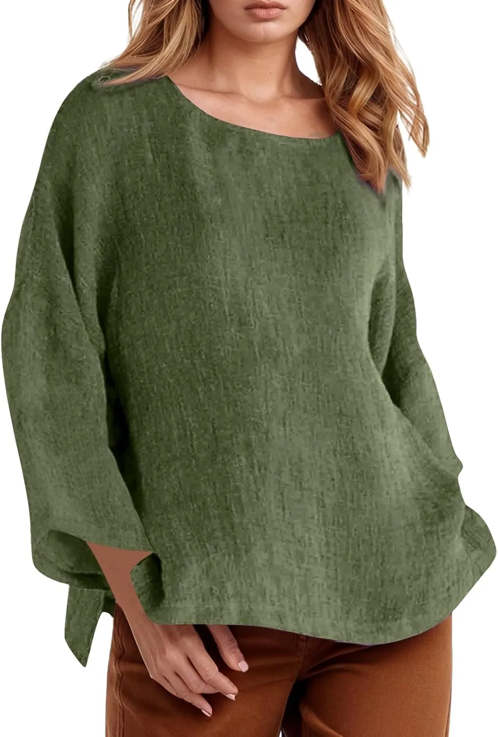 Women's Linen Shirts V Neck Button Blouse Plain Comfy Tee Top Short Sleeve Loose Fit Shirt