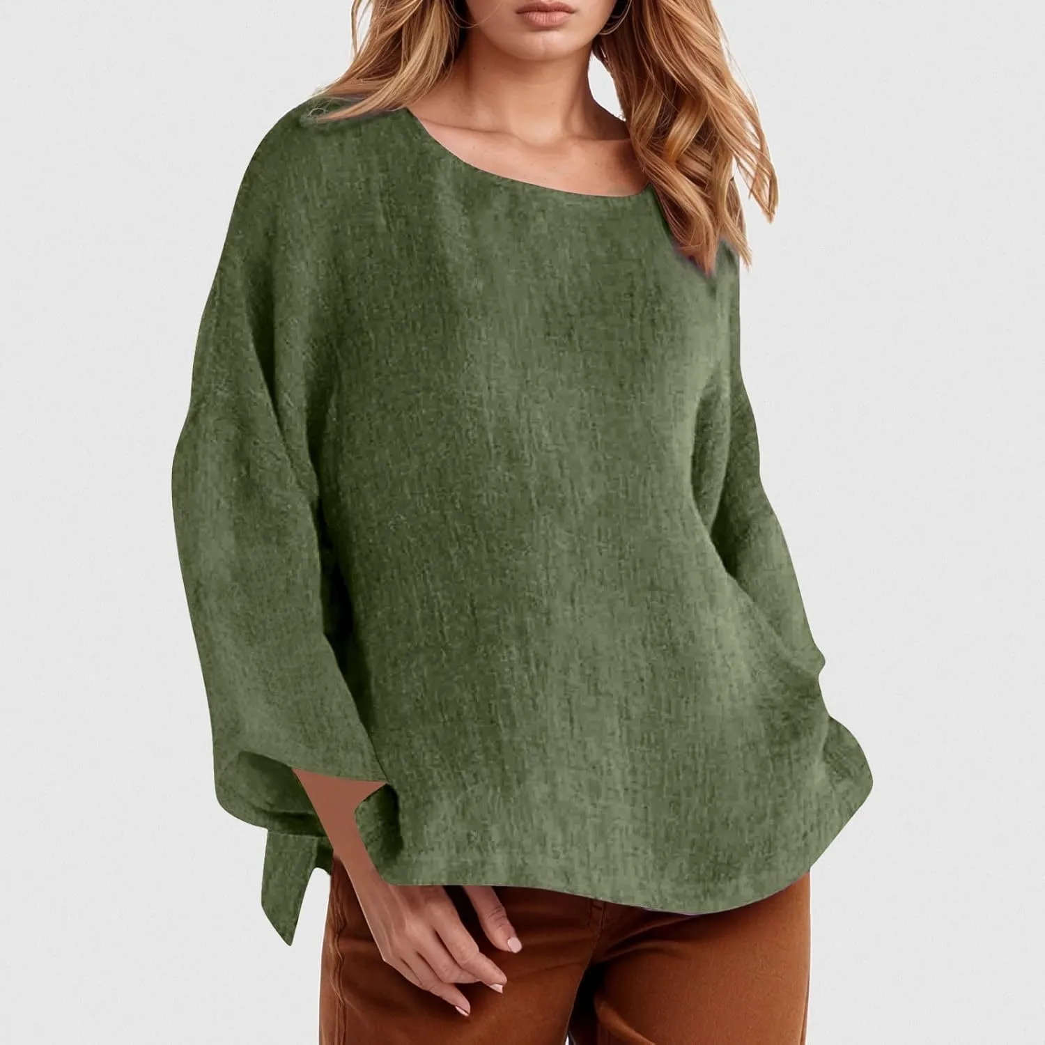 Women's Linen Shirts V Neck Button Blouse Plain Comfy Tee Top Short Sleeve Loose Fit Shirt