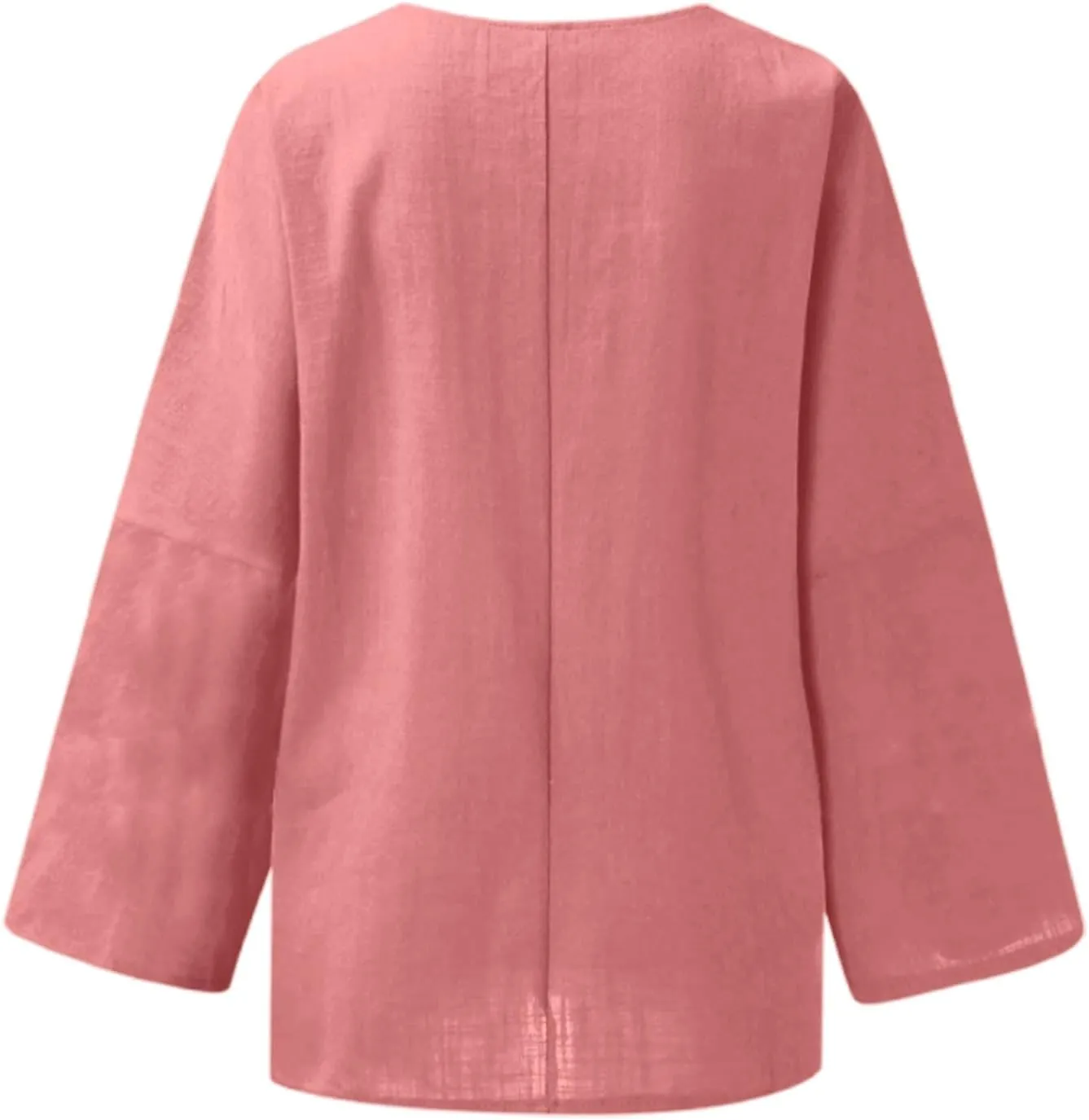 Womens Linen Shirts V Neck Buttons Blouse Solid Color Fashion Tshirts Short Sleeve Loose Tunic Tops