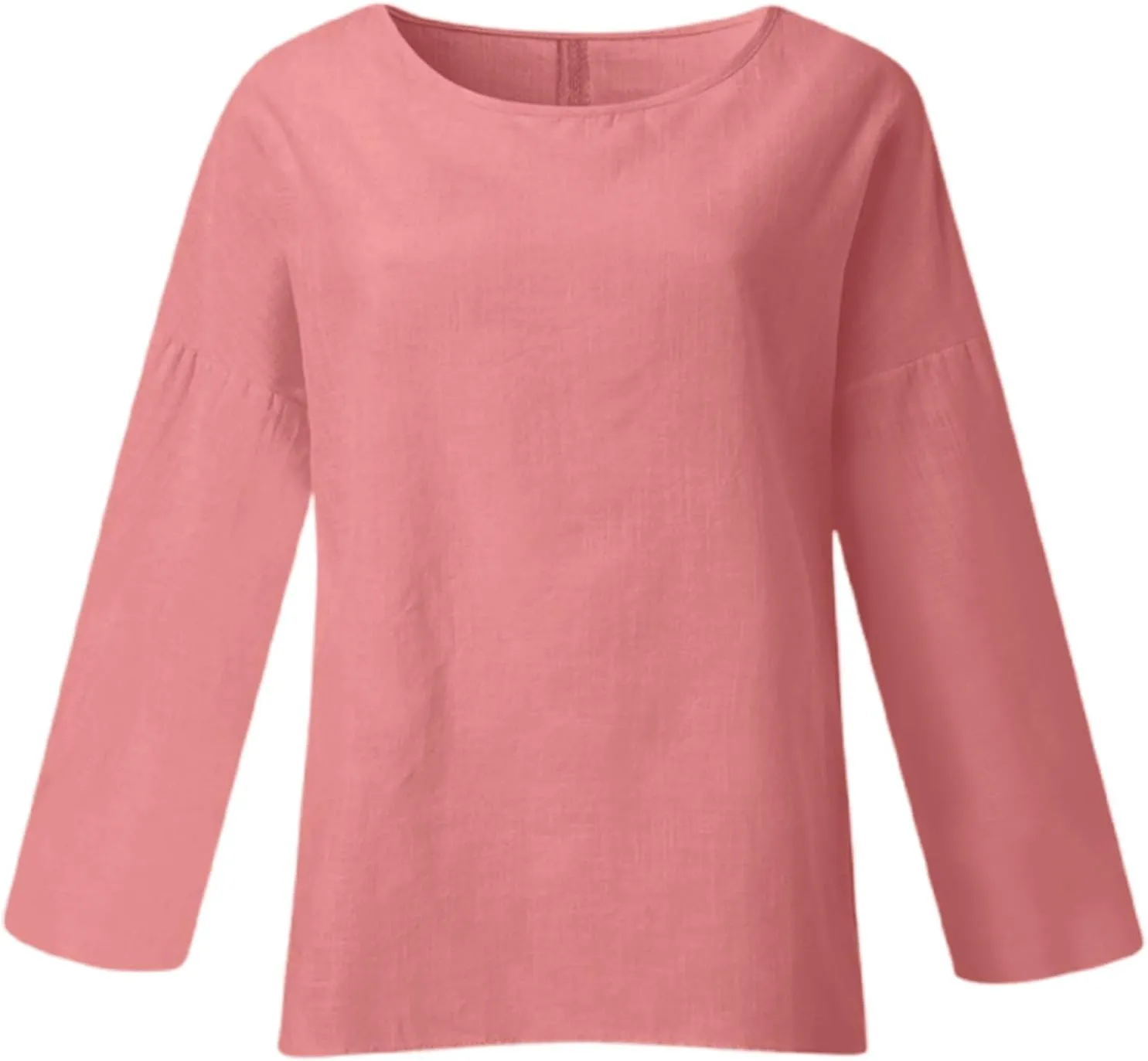 Womens Linen Shirts V Neck Buttons Blouse Solid Color Fashion Tshirts Short Sleeve Loose Tunic Tops