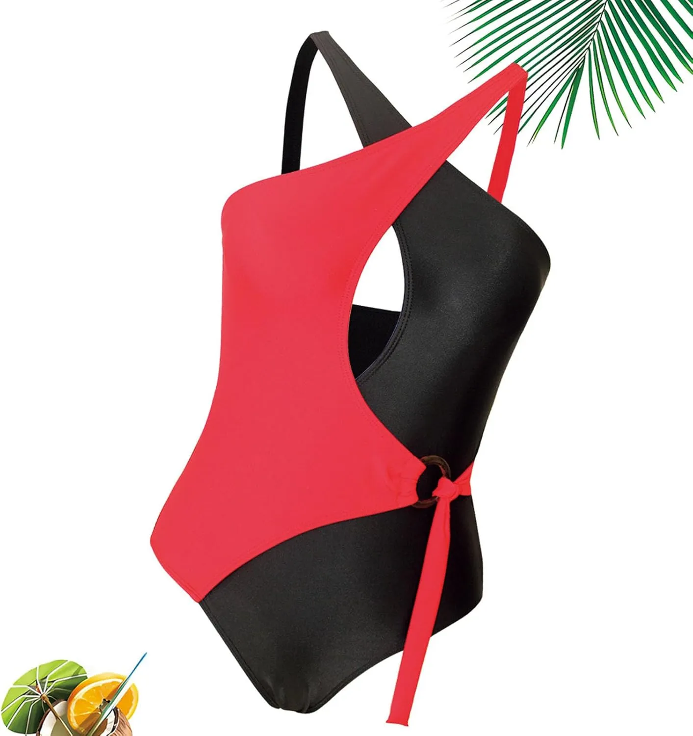 Women's One Piece Bikini Swimsuits Front Cross Keyhole Tummy Control Backless Bathing Suit Color Block Beachwear