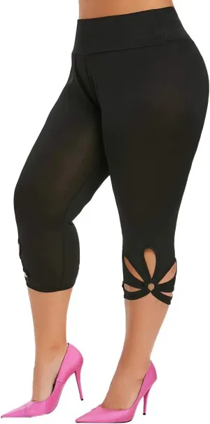 Womens Plus Size Capri Leggings Loose High Elastic Waisted Capris Causal Athletic Yoga Workout Pants Shorts