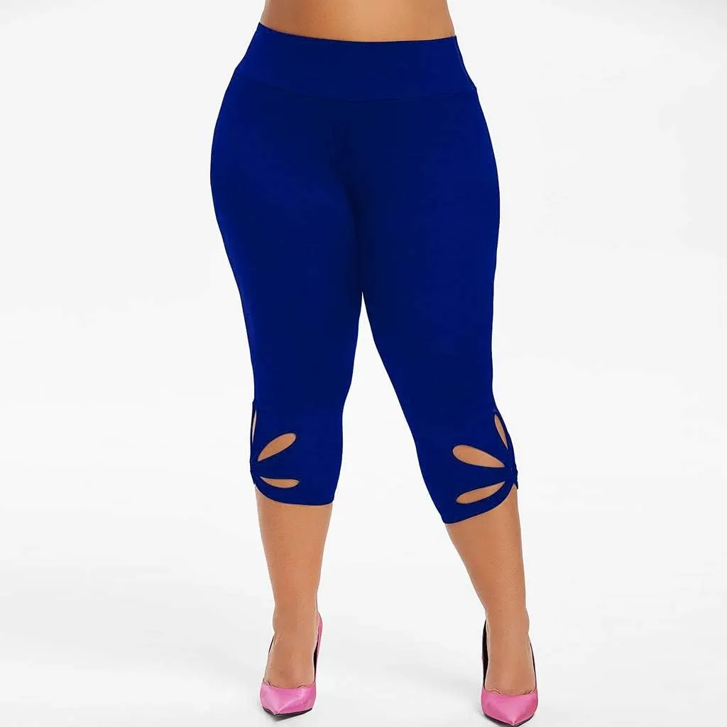 Womens Plus Size Capri Leggings Loose High Elastic Waisted Capris Causal Athletic Yoga Workout Pants Shorts