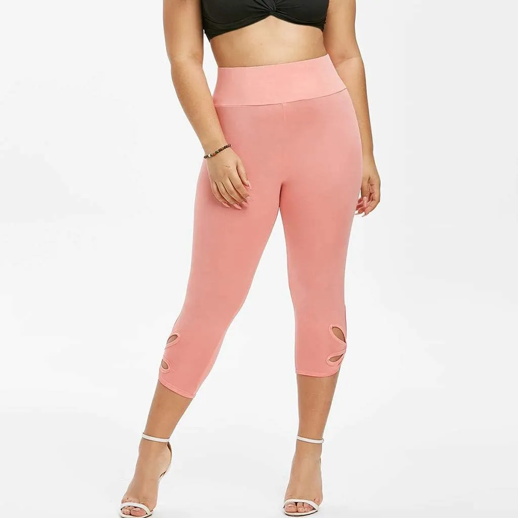 Womens Plus Size Capri Leggings Loose High Elastic Waisted Capris Causal Athletic Yoga Workout Pants Shorts