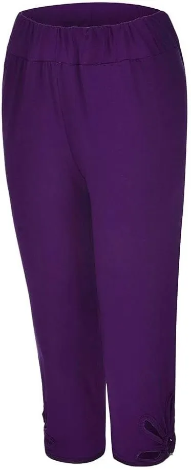 Womens Plus Size Capri Leggings Loose High Elastic Waisted Capris Causal Athletic Yoga Workout Pants Shorts