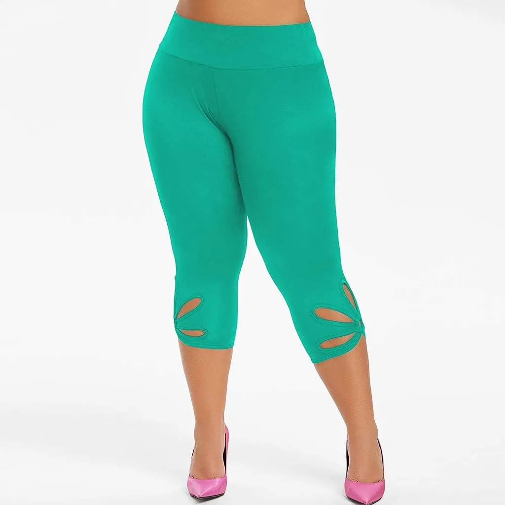 Womens Plus Size Capri Leggings Loose High Elastic Waisted Capris Causal Athletic Yoga Workout Pants Shorts