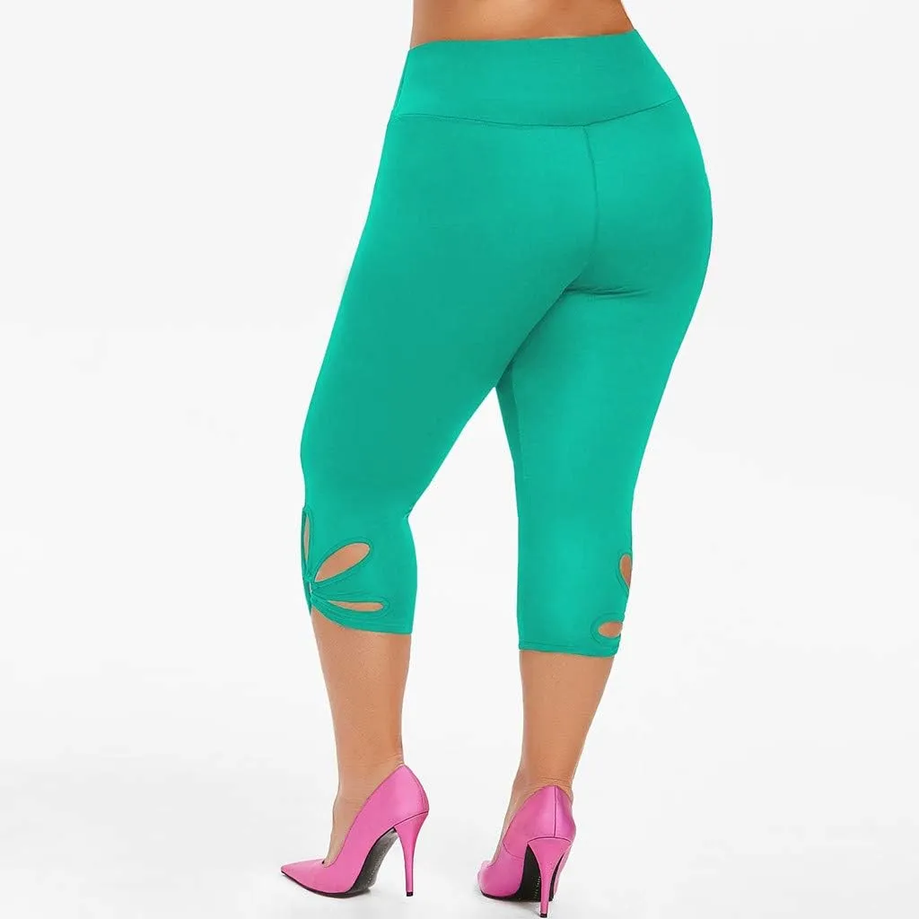 Womens Plus Size Capri Leggings Loose High Elastic Waisted Capris Causal Athletic Yoga Workout Pants Shorts