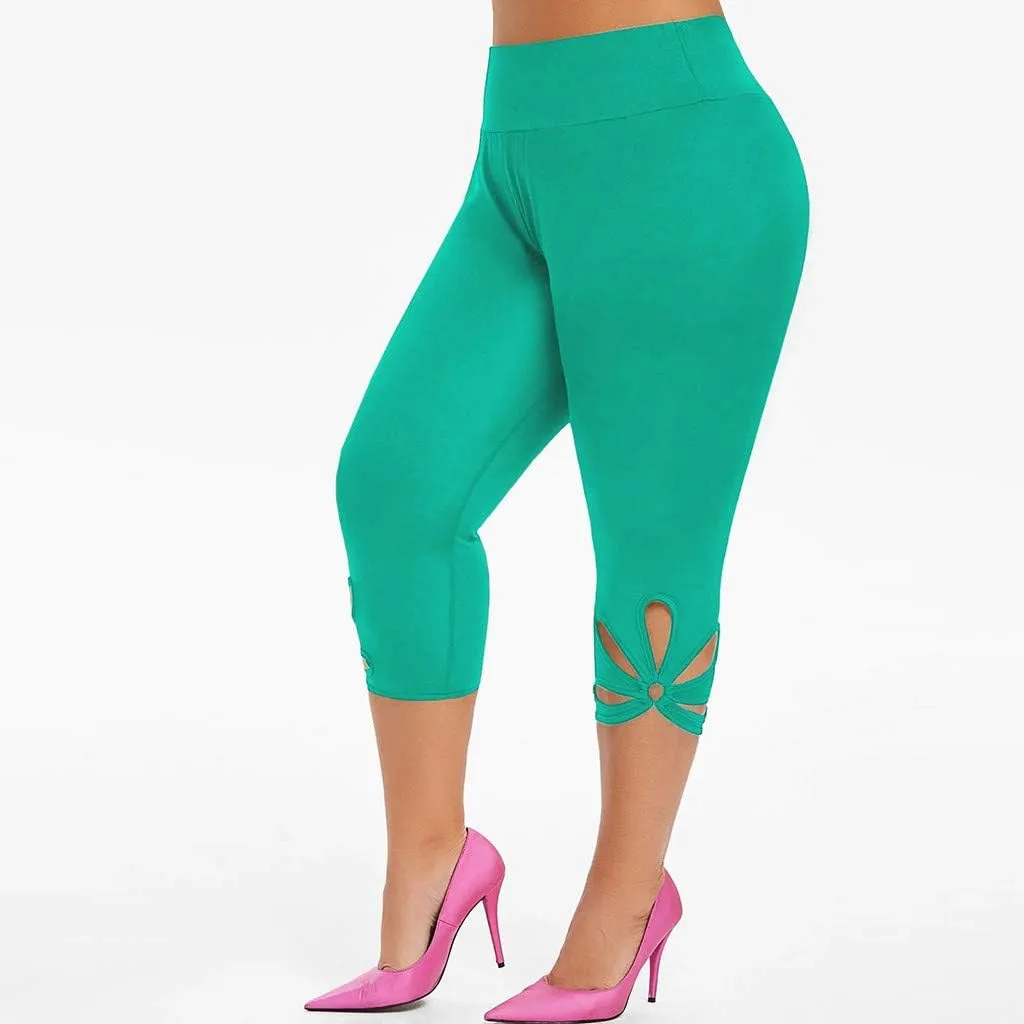 Womens Plus Size Capri Leggings Loose High Elastic Waisted Capris Causal Athletic Yoga Workout Pants Shorts