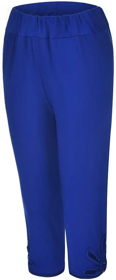 Womens Plus Size Capri Leggings Loose High Elastic Waisted Capris Causal Athletic Yoga Workout Pants Shorts