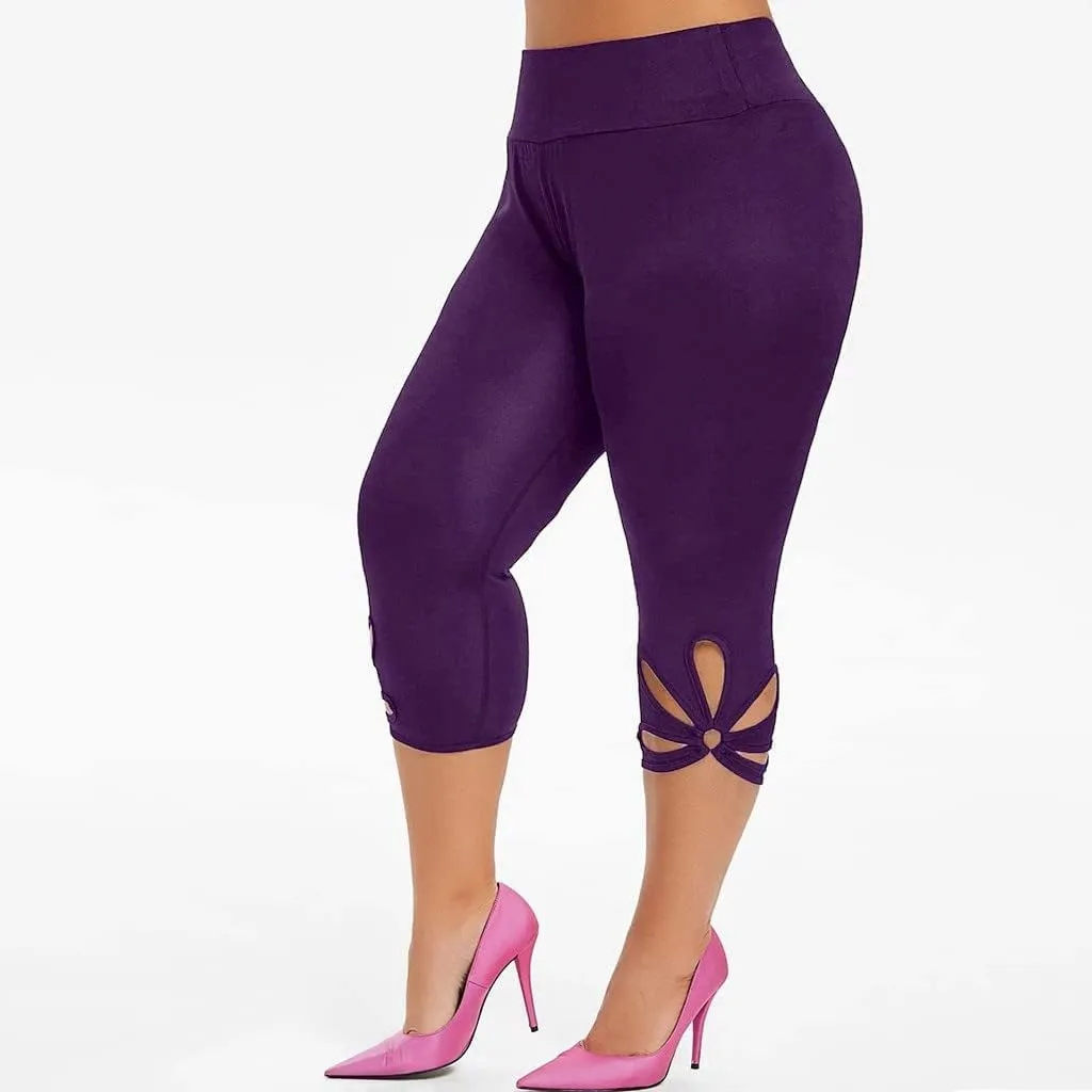 Womens Plus Size Capri Leggings Loose High Elastic Waisted Capris Causal Athletic Yoga Workout Pants Shorts