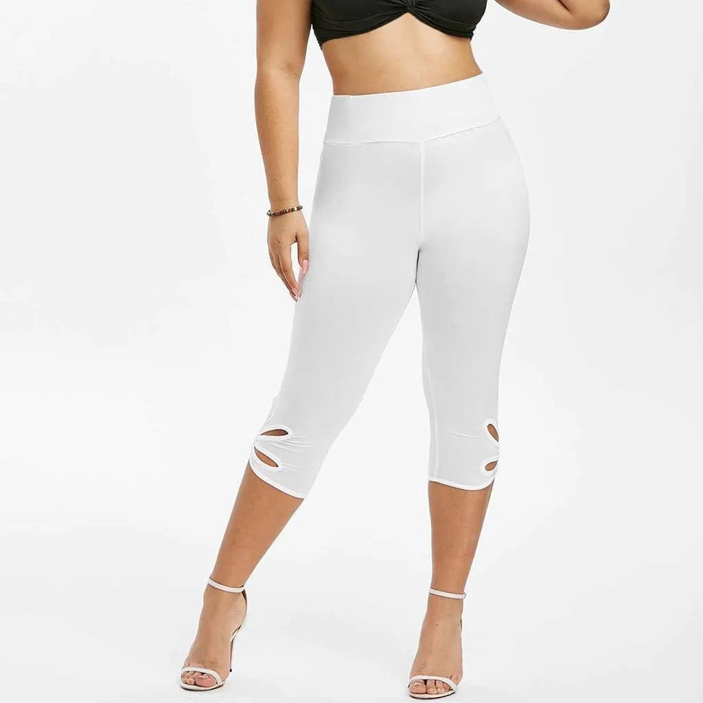 Womens Plus Size Capri Leggings Loose High Elastic Waisted Capris Causal Athletic Yoga Workout Pants Shorts